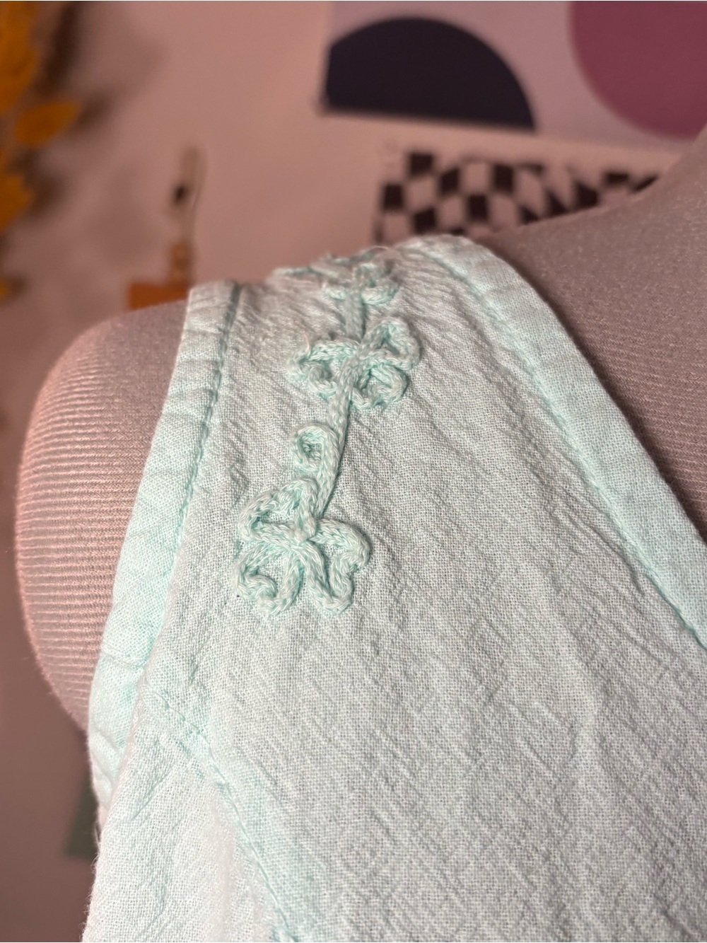 Turquoise Embroidered ButtonāFront Dress - Picture 3 of 9